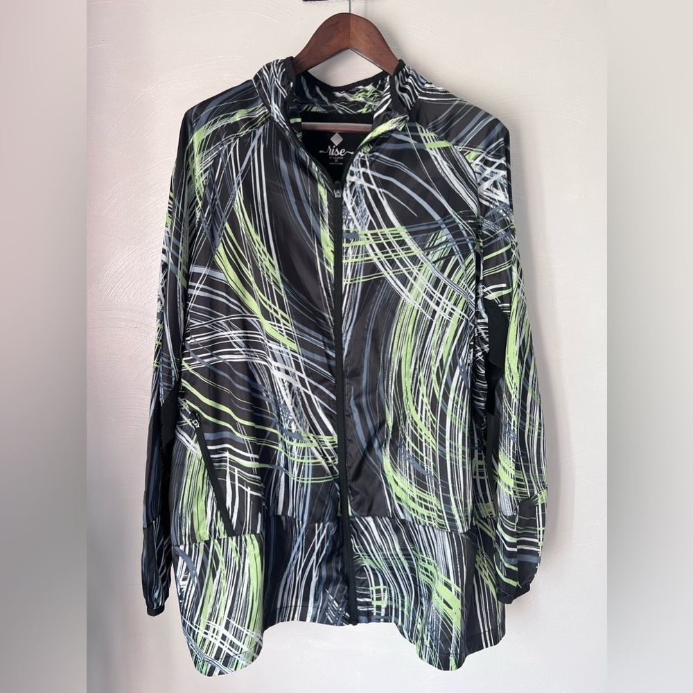 Rise by LulaRue Women’s Size 3X mesh back full zip up lightweight workout jacket